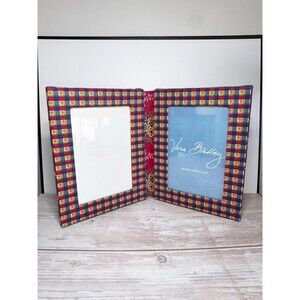 Vintage Vera Bradley Emily 4x6 Double Picture Frame Quilted Display Decor